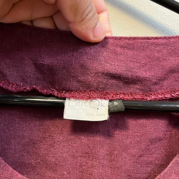 Len.OK Linen Long Dress Wild Orchid Purple Lagenlook Belted Waist Midi, Size S - Picture 3 of 6